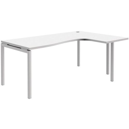 Quadrifoglio - Bureau compact Open - Blanc - 180x120x72.5 cm - Retour à droite - Mélaminé ABS