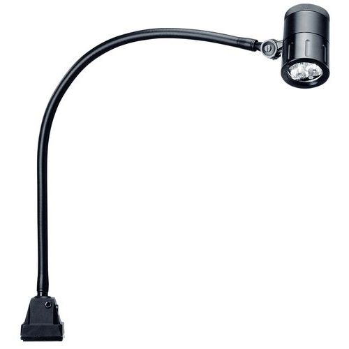 Lampe LED d'atelier 3W, 2 puissances: 50/160 Lumen, taille: env. 75x80x20mm  (livré avec 4 piles, support magnétique, tourne à 360°, pied caoutchouté)