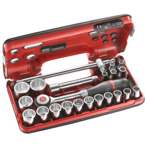 Coffret DBOX douilles 1/2 12 pans métriques - S.360DBOX412 Coffret DBOX douilles 1/2 12 pans métriques - S.360DBOX412