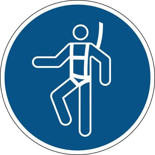 Panneau obligation rond - Harnais de sécurité obligatoire - Rigide Panneau obligation rond - Harnais de sécurité obligatoire - Rigide