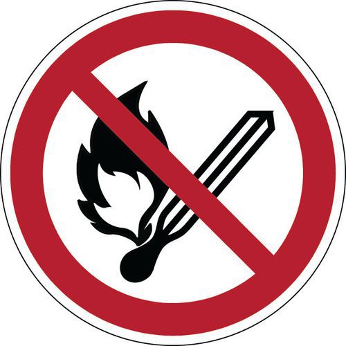 Brady - Panneau Interdiction Flamme Nue Rigide Polypropylène 31.5cmØ - Norme ISO 7010