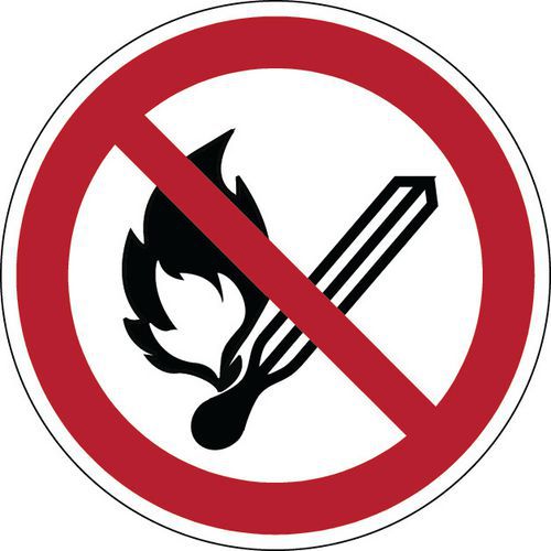 Brady - Panneau Interdiction Flamme Nue - Rigide Polypropylène Ø 200 mm - Norme ISO 7010