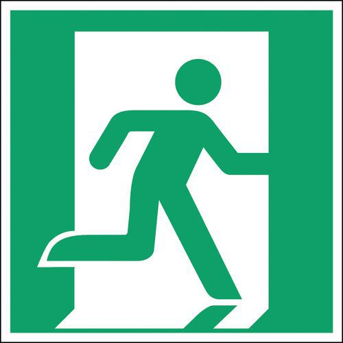 Brady - Panneau Sortie de Secours Droite Photoluminescente Rigide 200x200mm - Polypropylène - Norme ISO 7010