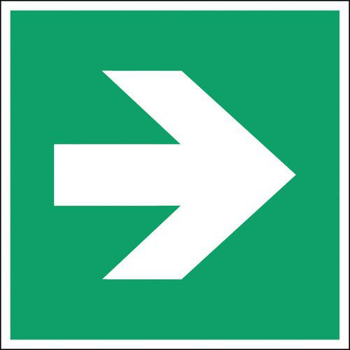 Brady - Panneau Évacuation Flèche Droite 300x300mm Polypropylène Rigide Norme ISO 7010