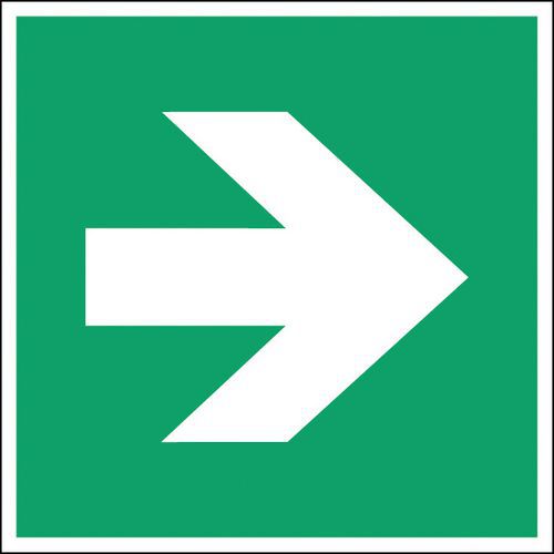 Brady - Panneau Évacuation Flèche Droite 400x400mm Polypropylène Rigide Norme ISO 7010