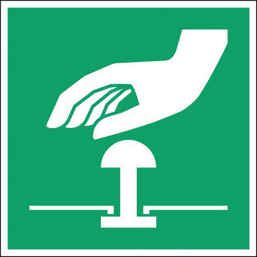 Brady - Panneau Bouton d'Arrêt d'Urgence Carré 100x100mm Polypropylène Rigide Norme ISO 7010