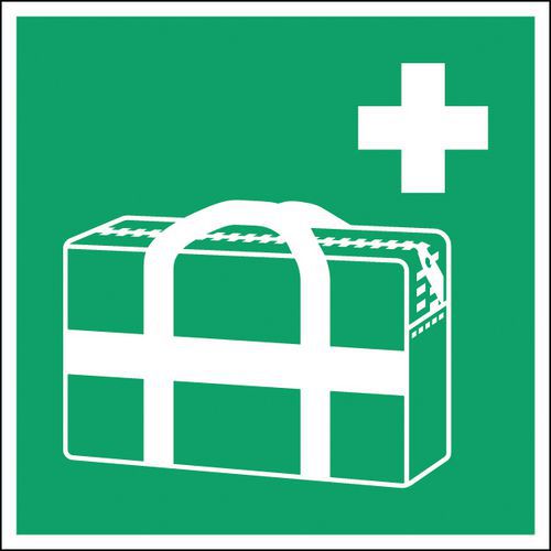Brady - Panneau Secours Urgence - 200x200 mm - Polypropylène Rigide - Conforme ISO 7010