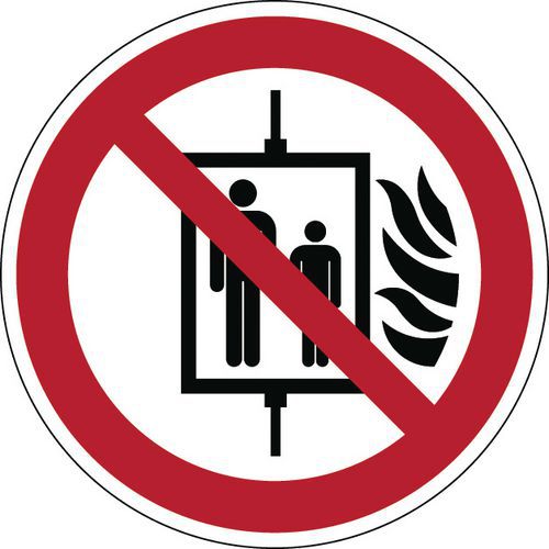 Brady - Panneau Interdiction Ne Pas Utiliser Ascenseur Incendie - Rond 100mm Polypropylène Rigide ISO 7010