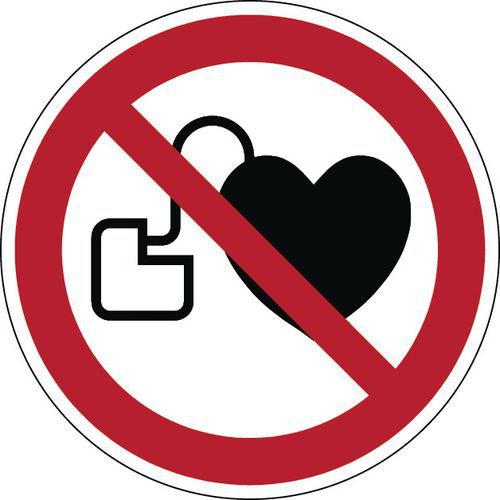 Brady - Panneau Interdiction Porteurs Stimulateur Cardiaque Rond 200mm Polypropylène Rigide ISO 7010