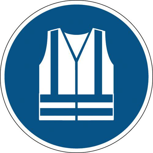 Brady - Panneau Gilet Sécurité Haute Visibilité Obligatoire Rond 200mm Polypropylène Rigide Norme ISO 7010