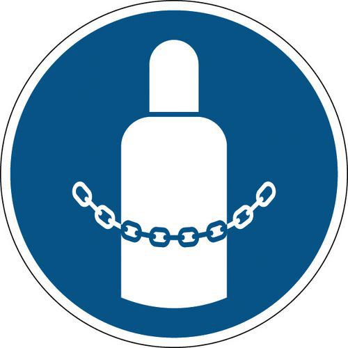 Brady - Panneau Obligation Sécuriser Bouteilles Gaz - Rond 200 mm Polypropylène Rigide ISO 7010