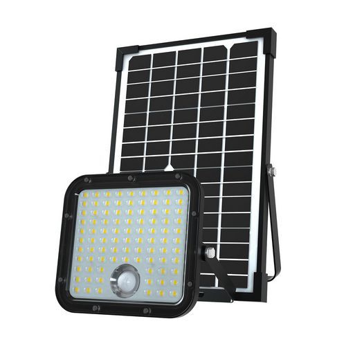 Velamp - Projecteur LED Solaire avec Détecteur Mouvement - 4800lm 30W IP65 Noir - Autonomie 24h Rechargeable