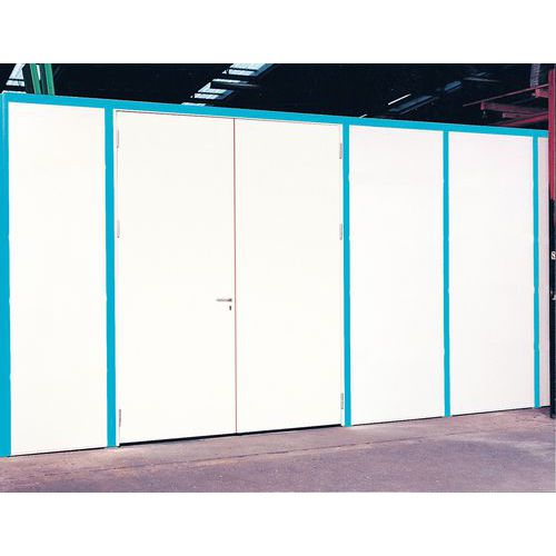 Bloc-porte double battant plein blanc 3m x 2m - Bois laqué - Passage 2.03m x 1.84m - 3 ans garantie