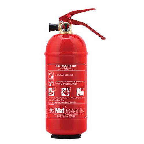 Chubb - Extincteur Poudre ABC 1kg - Pour Commerces, Ateliers, Garages, Maisons - Norme EN3