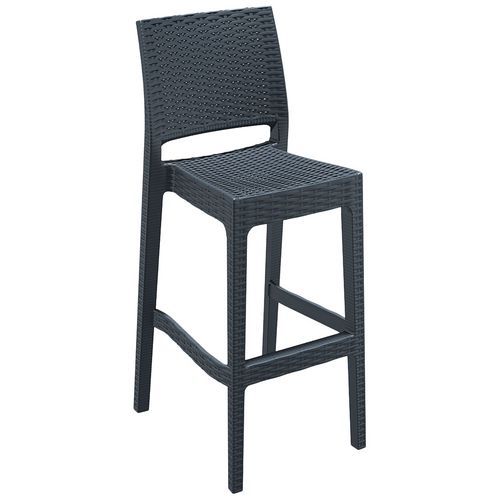 Stamp - Chaise haute Jamaica résine - Anthracite - 75cm assise - Empilable - Usage collectivité