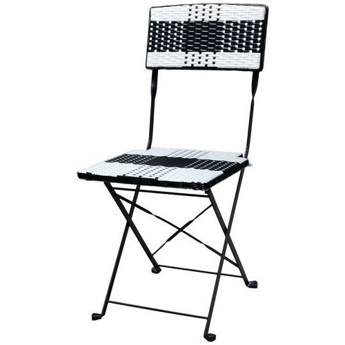 Stamp - Chaise Opéra pliante - Rotin Noir/Blanc - Usage Collectivité - Pliante et Robuste