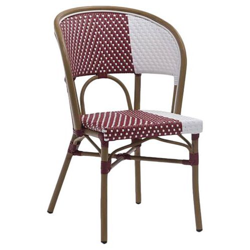 Bridge Vincennes Struc Alu Bois Ass/dos Wicker Bordeaux/blc