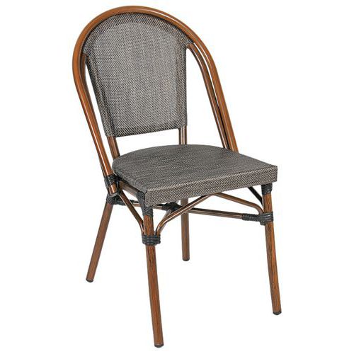 Chaise Modene Structure Alu Bois Brown - Ass Et Dos Textylène Gris