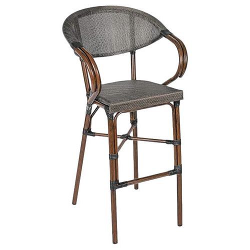 Chaise Haute Modene Structure Alu Bois Brown - Ass/dos Textylène Gris