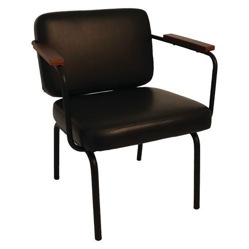 Stamp - Fauteuil bas Twist PVC Noir Métal - Usage Collectivité - Confort Durable