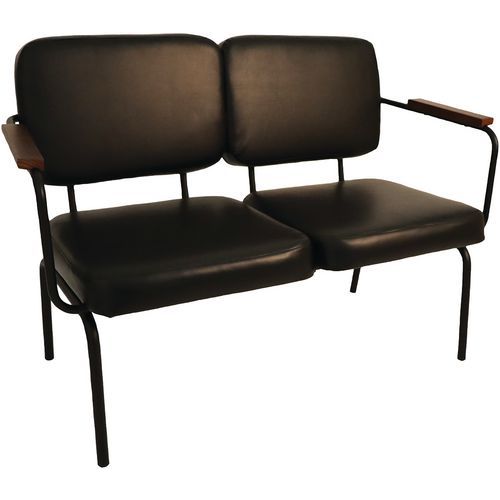 Banquette Twist Struc Métal Noir As/dos Pvc Noir Accoud Bois