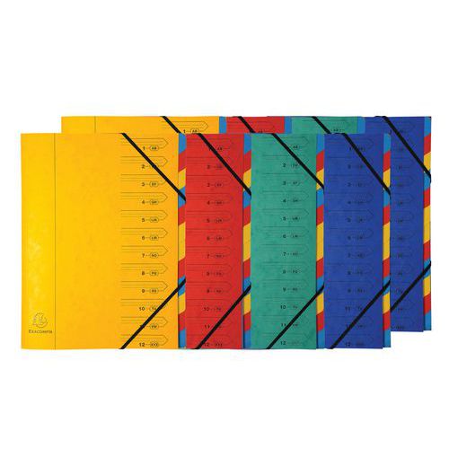 8 Trieur 12 Comp Agrafé Élast 24x32cm Assorti