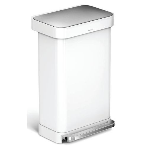 Poubelle À Pédale Inox Blanc 45l Avec Liner Pocket