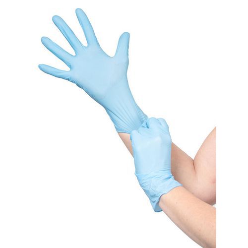 Medicom - Gants Nitrile SafeTouch Long Non Poudrés Bleu Clair - Taille L (9) - 29cm - Usage Alimentaire - Lot de 50 Paires