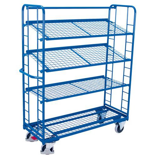 Chariot Haut 4 Plateaux Grillagés-1355x550mm-250 Kg-variofit