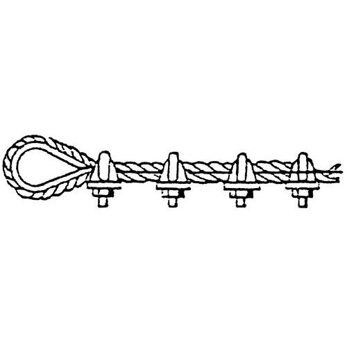 Nombre de serre-câbles à utiliser :Câble Ø de 3 à 12 mm : 4 serre-câbles Câble Ø de 12 à 20 mm : 5 serre-câbles Nombre de serre-câbles à utiliser :Câble Ø de 3 à 12 mm : 4 serre-câbles Câble Ø de 12 à 20 mm : 5 serre-câbles