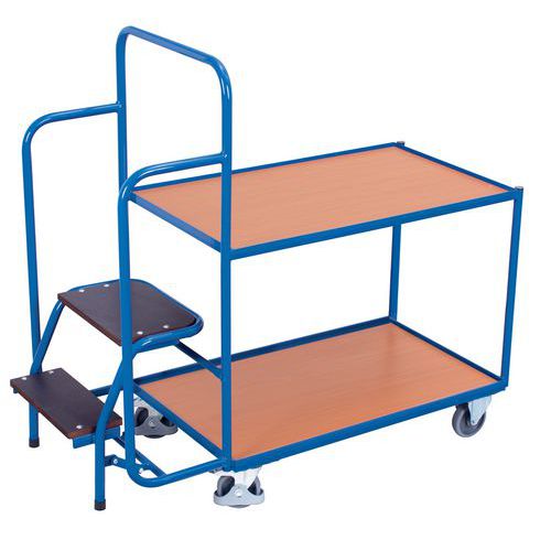 Chariot 2 Plateaux Bois Et Escabeau-990x595mm-250kg-variofit