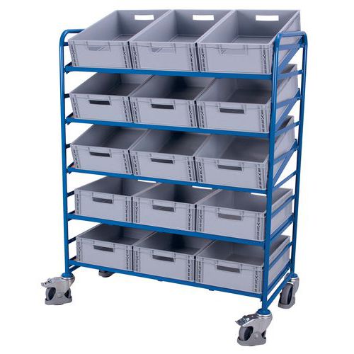 Chariot Acier L1240mm Avec 15 Bacs - 250kg - Variofit