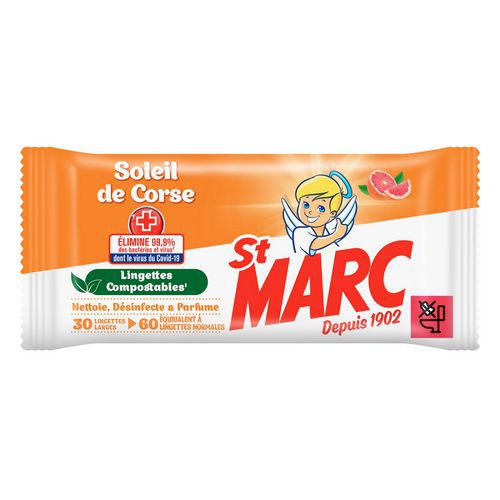 Lingettes Désinfectantes Compostables - Paquet De 30-st Marc