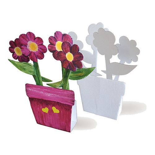 Pot de fleurs en carton blanc à décorer (Lot de 10) thumbnail image 1