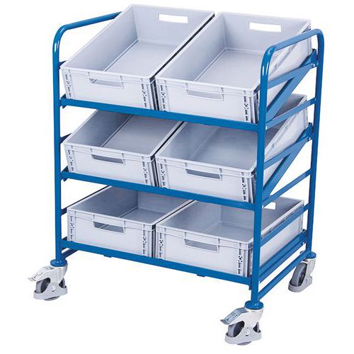 Chariot Acier L825mm Avec 6 Bacs - 200kg - Variofit