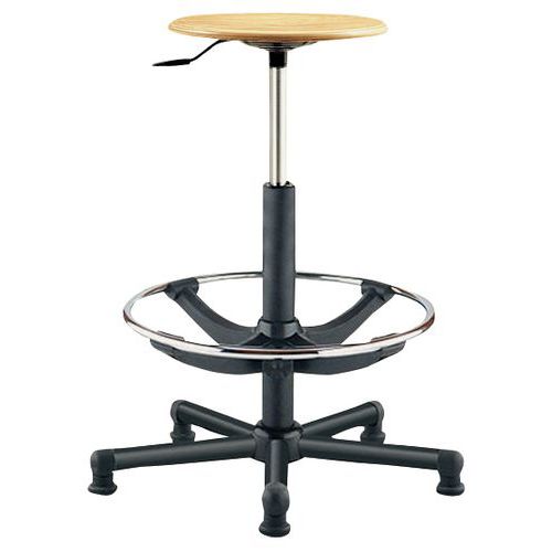 Tabouret Haut Bois Patins Et Repose-pieds Ba Se En Nylon