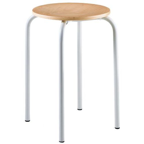 Tabouret 4 Pieds Assise Bois Ass H Min:50 Cm Ass H Max:50 Cm