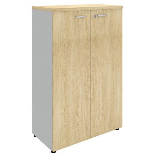 Armoire Mi-haute à Portes Battantes - Chêne / Aluminium