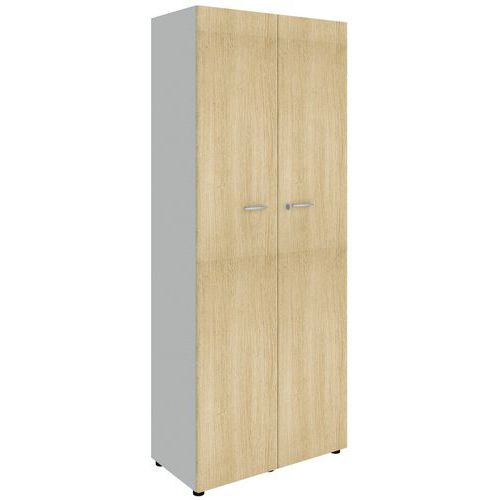 Armoire Haute à Portes Battantes - Chêne / Aluminium