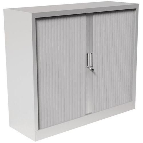 Robberechts - Armoire basse à rideaux gris clair - H 102 cm L 120 cm - Plateau supérieur - Charge 72 kg/tablette - Livrée montée