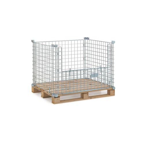 Extension de palette avec paroi pliante grillage - 1215x820x790mm - 1000kg - Gris