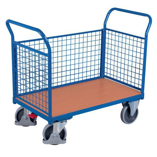 Chariot Habillage Grillagé-cpté 500kg-2 Dossiers+1 Ridelle