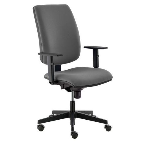 Chaise de bureau Yoki Synchro Noir - Assise Polypropylène, Dossier Tissu, Accoudoirs Réglables en Hauteur