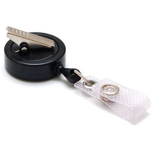 Enrouleur Badge Rotatif Avec Pince Crocodile - Noir