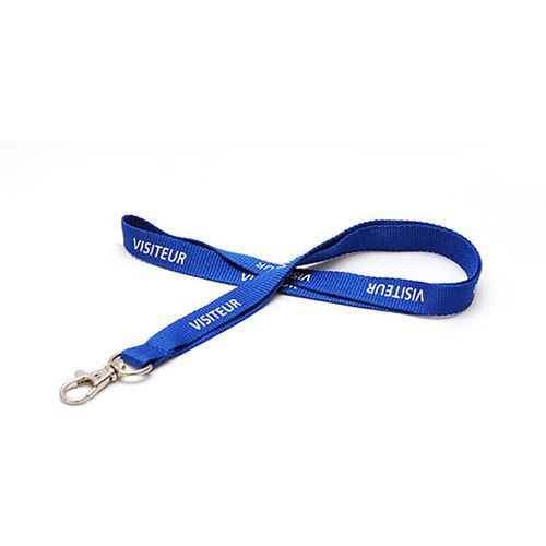 Cordon Plat 15 Mm Pré-imprimé visiteur - Bleu