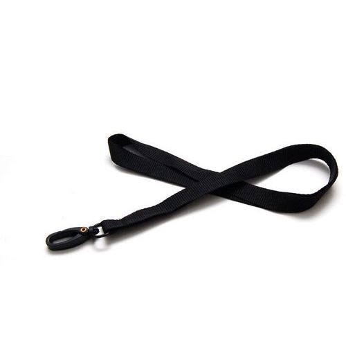 Cordon Plat 15 Mm Avec Mousqueton Plastique - Noir