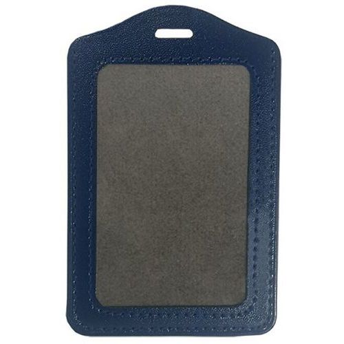 Porte-badge Aspect Cuir - Bleu Marine - Vertical