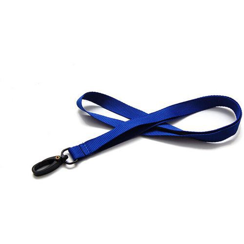 Cordon Plat 15 Mm Avec Mousqueton Plastique - Bleu Roi