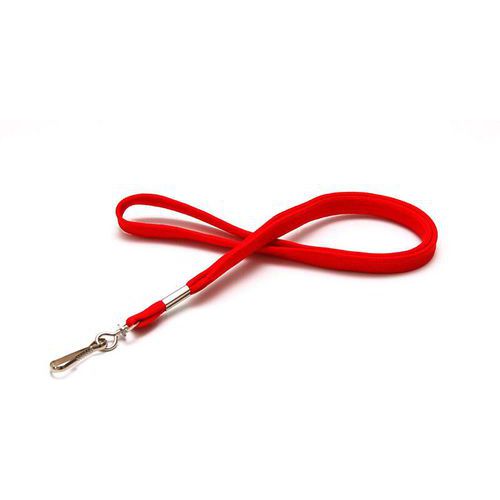 Cordon Tube 12 Mm Avec Mousqueton Métal - Rouge