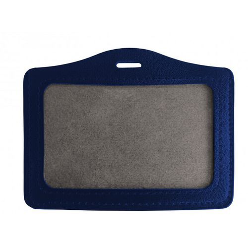 Porte-badge Aspect Cuir - Bleu Marine - Horizontal